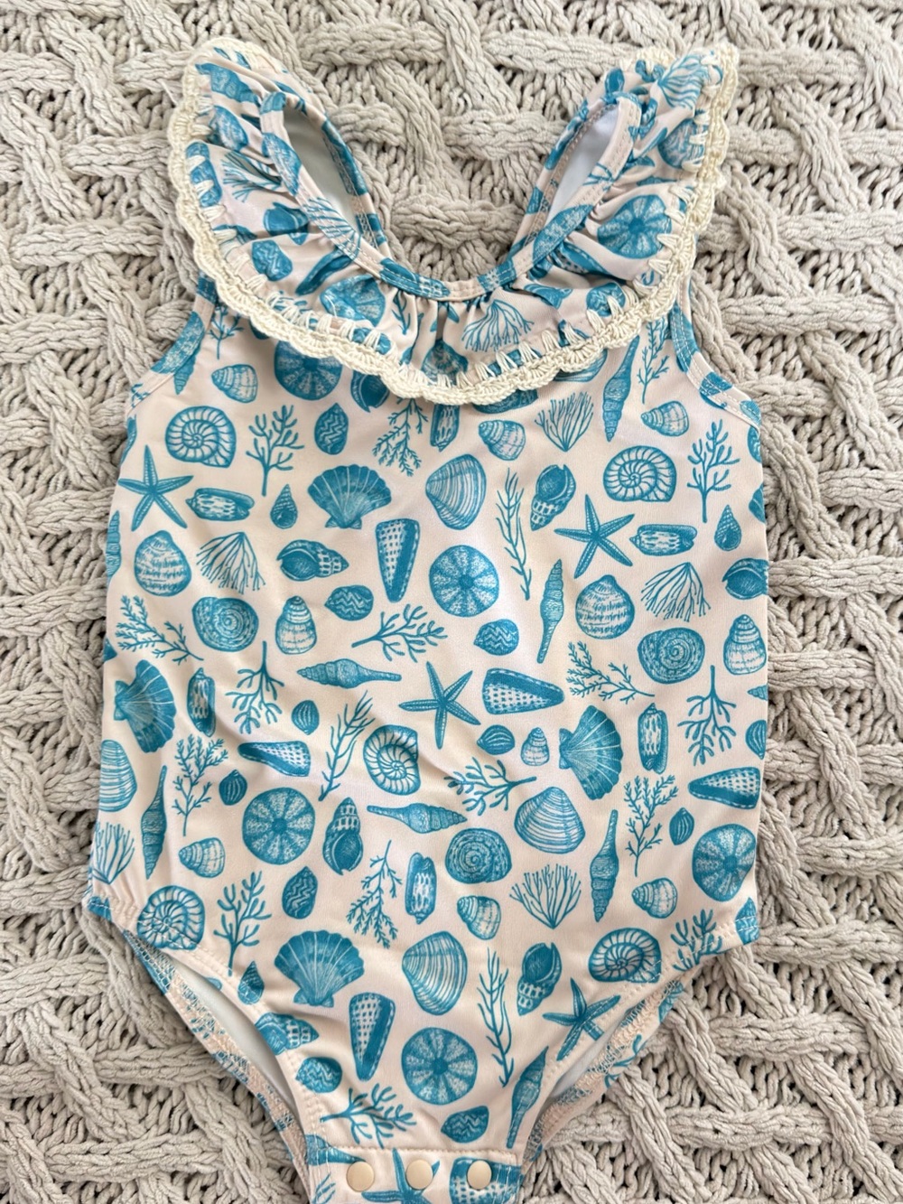 Wilson and Frenchy Toddler Girls One-Piece Swimsuit with Teal Shell Print